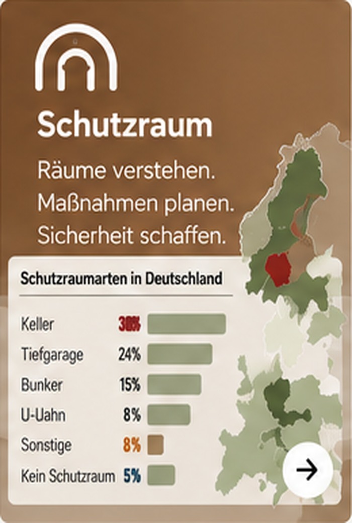 Innenraum und Eingang eines Schutzraums